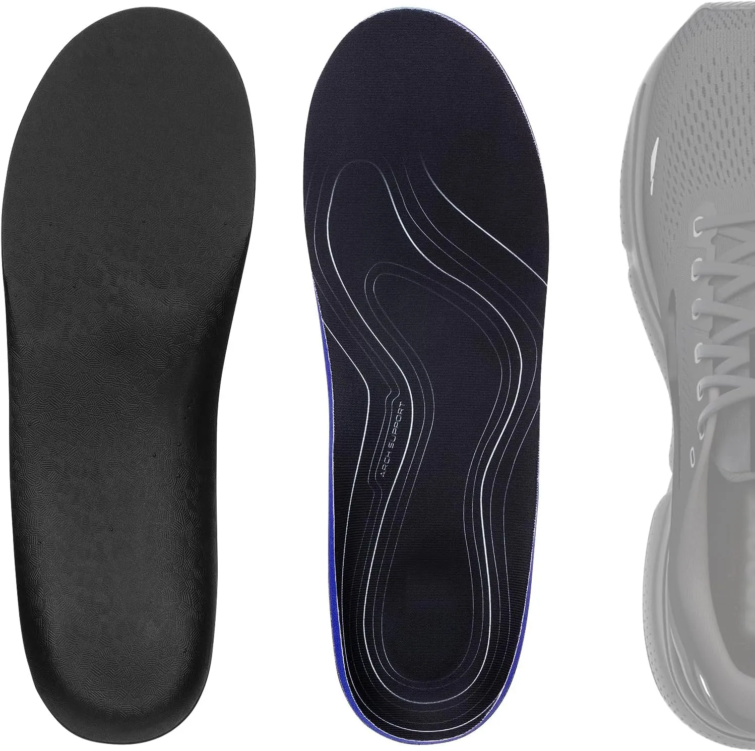 Linkidea 2 Pairs Arch Support Shoe Insoles Compatible with Brooks Ghost 15, GTS 23, Anthem 6, Replacement Shoe Inserts, Shock Absorption Cushion (US Men 7/Women 8.5)