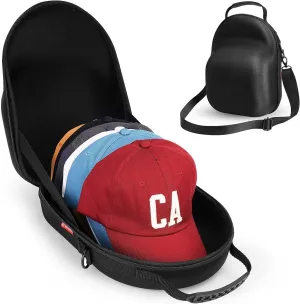 Livelab Hat Case, Hard Hat Case for Baseball Caps, Hat Storage with Carrying Handle & Shoulder Strap, Hat Organizer Protects Up to 6 Hats, Perfect for Travel & Home Storage - Black