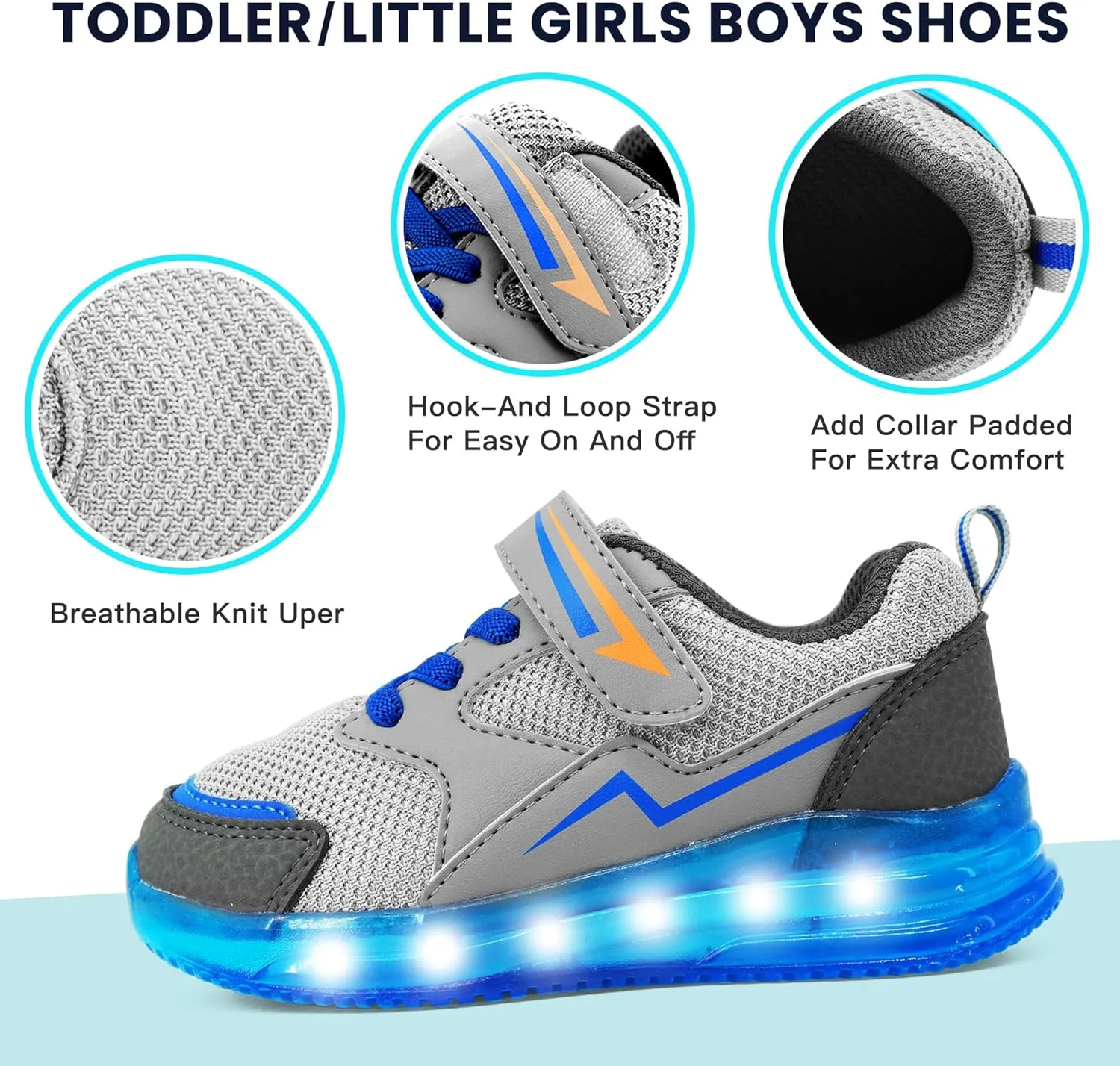 LOUGSIN Girls Boys Light Up Shoes Toddler Lightweight Mesh Breathable Led Flashing Running Sneakers for Toddler and Little Kid