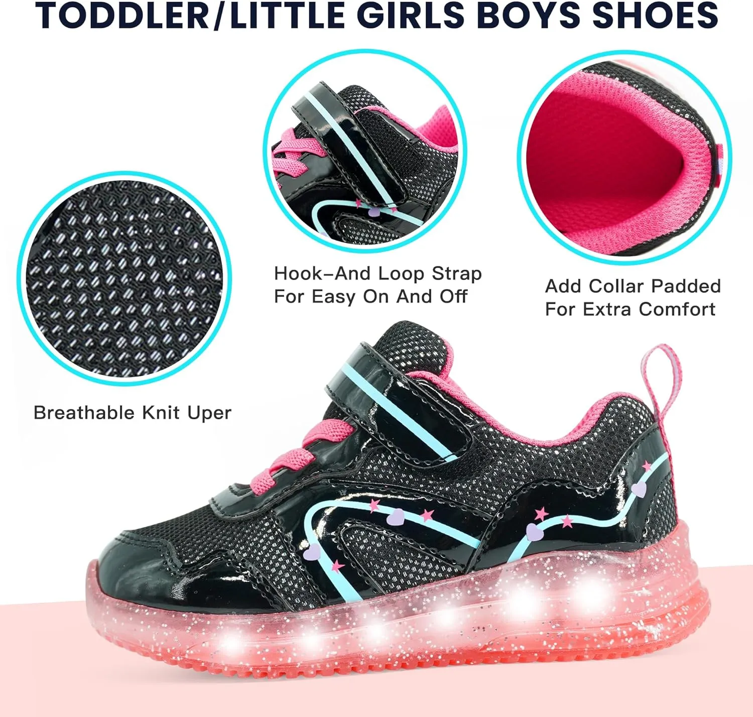 LOUGSIN Girls Boys Light Up Shoes Toddler Lightweight Mesh Breathable Led Flashing Running Sneakers for Toddler and Little Kid