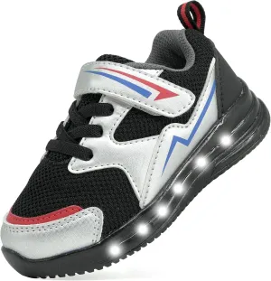 LOUGSIN Girls Boys Light Up Shoes Toddler Lightweight Mesh Breathable Led Flashing Running Sneakers for Toddler and Little Kid