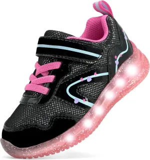 LOUGSIN Girls Boys Light Up Shoes Toddler Lightweight Mesh Breathable Led Flashing Running Sneakers for Toddler and Little Kid