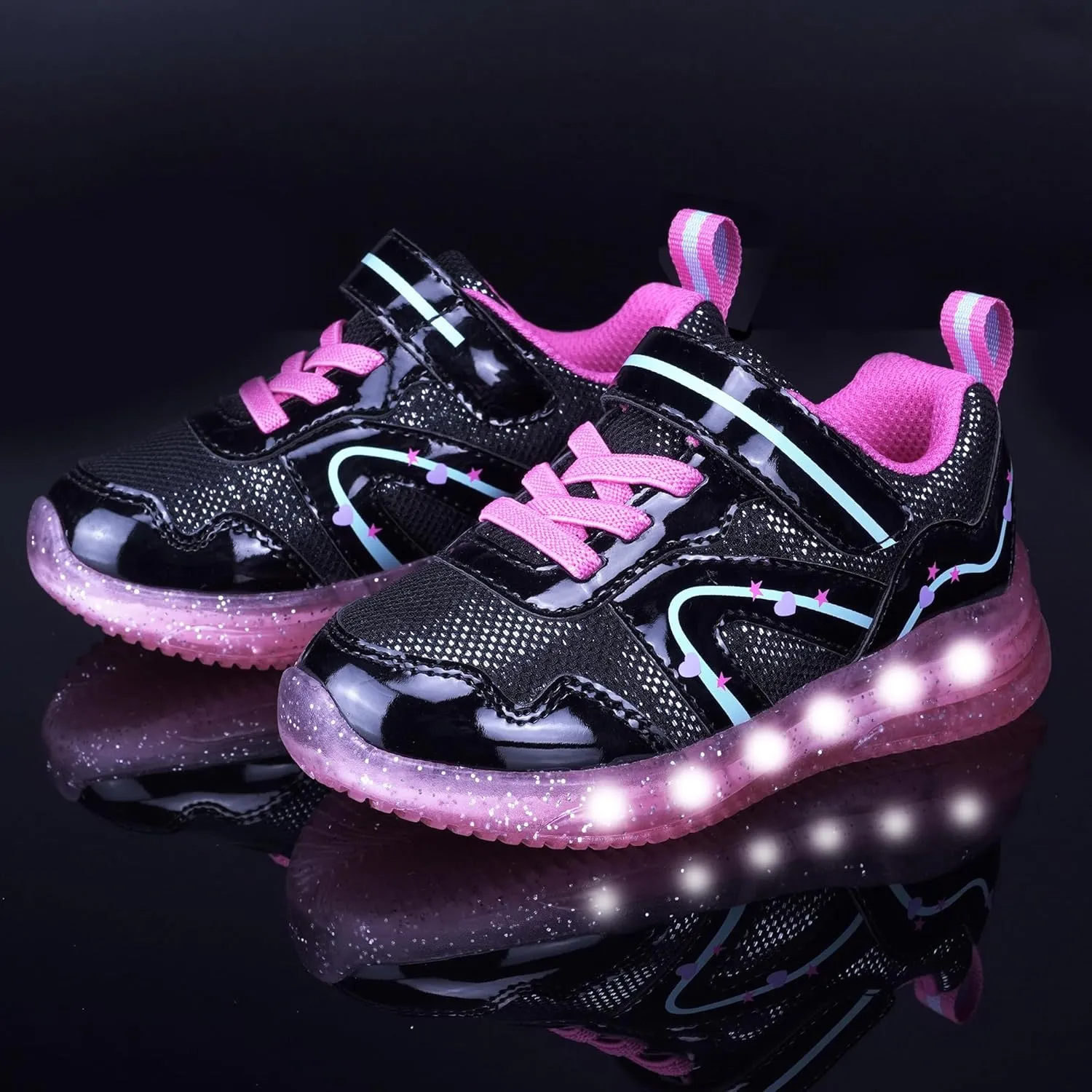 LOUGSIN Girls Boys Light Up Shoes Toddler Lightweight Mesh Breathable Led Flashing Running Sneakers for Toddler and Little Kid