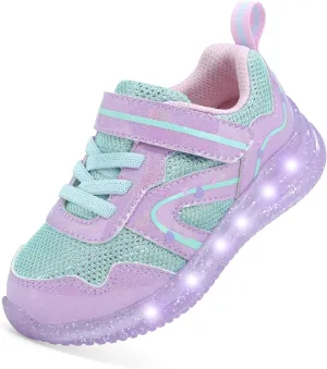 LOUGSIN Girls Boys Light Up Shoes Toddler Lightweight Mesh Breathable Led Flashing Running Sneakers for Toddler and Little Kid