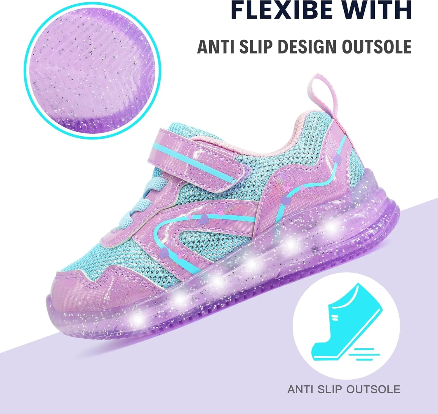 LOUGSIN Girls Boys Light Up Shoes Toddler Lightweight Mesh Breathable Led Flashing Running Sneakers for Toddler and Little Kid