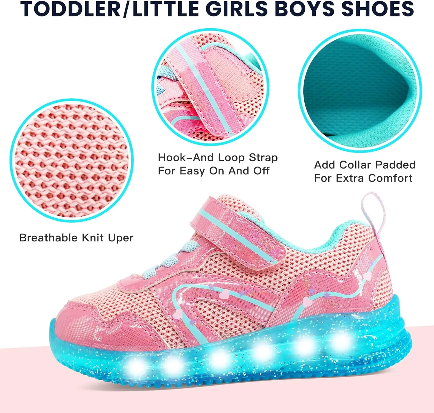 LOUGSIN Girls Boys Light Up Shoes Toddler Lightweight Mesh Breathable Led Flashing Running Sneakers for Toddler and Little Kid