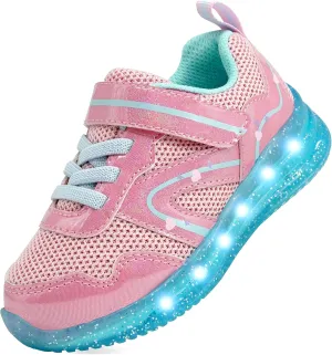 LOUGSIN Girls Boys Light Up Shoes Toddler Lightweight Mesh Breathable Led Flashing Running Sneakers for Toddler and Little Kid