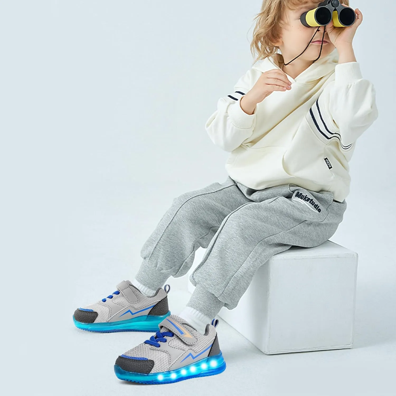 LOUGSIN Girls Boys Light Up Shoes Toddler Lightweight Mesh Breathable Led Flashing Running Sneakers for Toddler and Little Kid