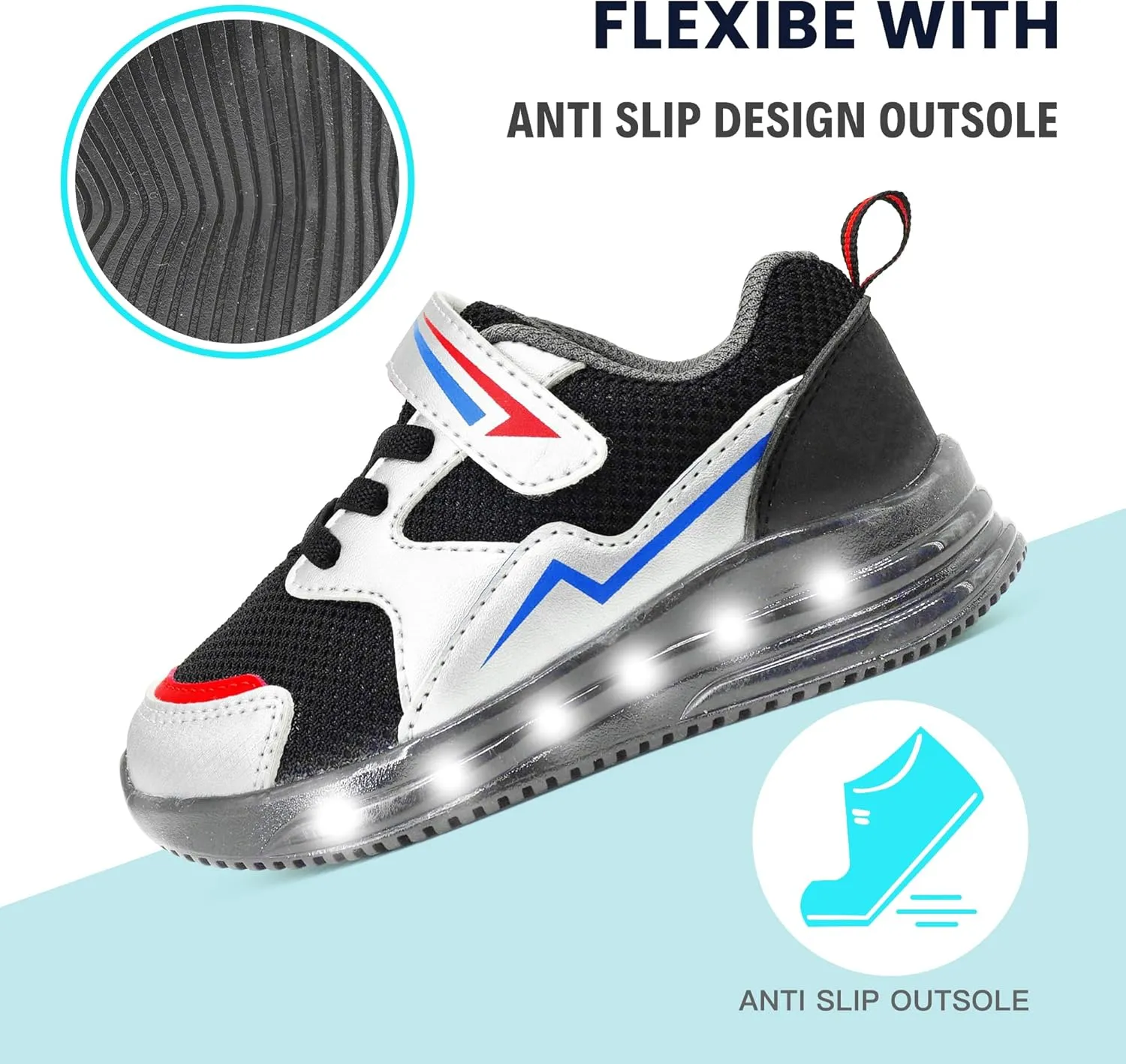LOUGSIN Girls Boys Light Up Shoes Toddler Lightweight Mesh Breathable Led Flashing Running Sneakers for Toddler and Little Kid