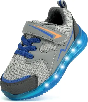 LOUGSIN Girls Boys Light Up Shoes Toddler Lightweight Mesh Breathable Led Flashing Running Sneakers for Toddler and Little Kid