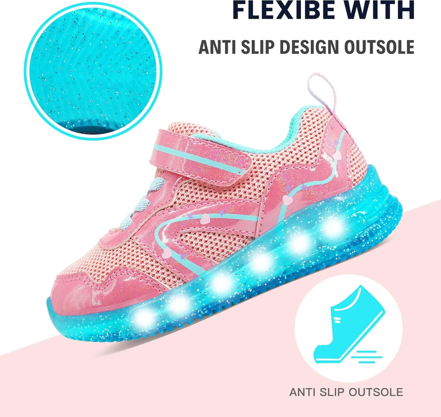 LOUGSIN Girls Boys Light Up Shoes Toddler Lightweight Mesh Breathable Led Flashing Running Sneakers for Toddler and Little Kid