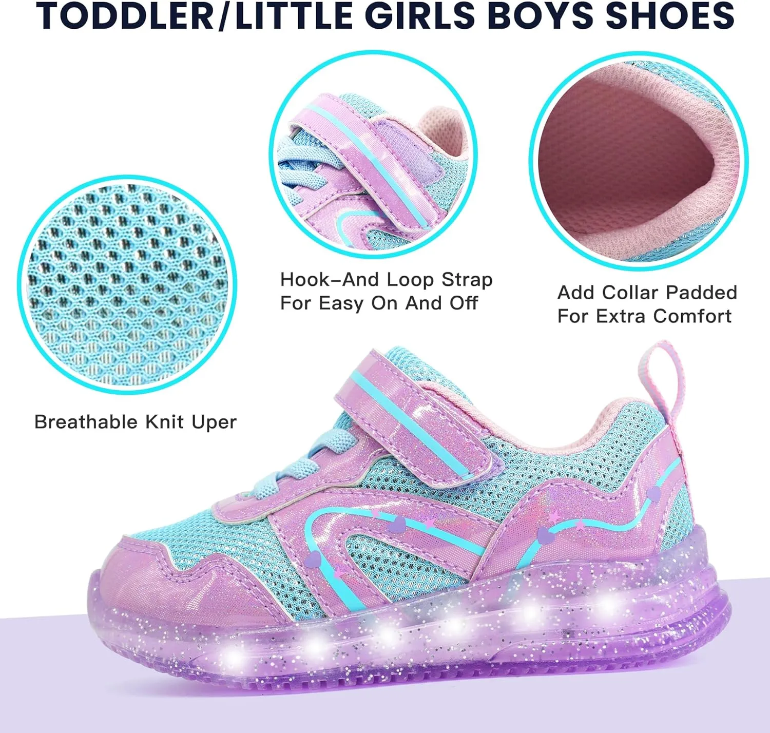 LOUGSIN Girls Boys Light Up Shoes Toddler Lightweight Mesh Breathable Led Flashing Running Sneakers for Toddler and Little Kid