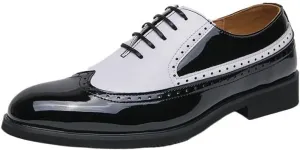 Luxury Fashion Groom Dress Wedding Shoes for Men Carving Two Tone Designer Italian Style Oxford Shoes Bright Upper Lace-up Brogue