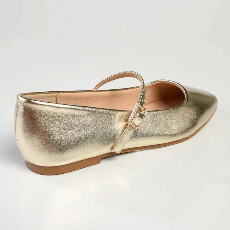 Madison Jackilee Pump With Buckle Strap - Gold