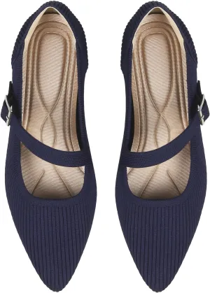Mary Jane Flats Shoes Women Pointed Toe Ballet Flats Dressy Flats for Women Knit Flats Comfort Breathable Lightweight Washable Flats Shoes