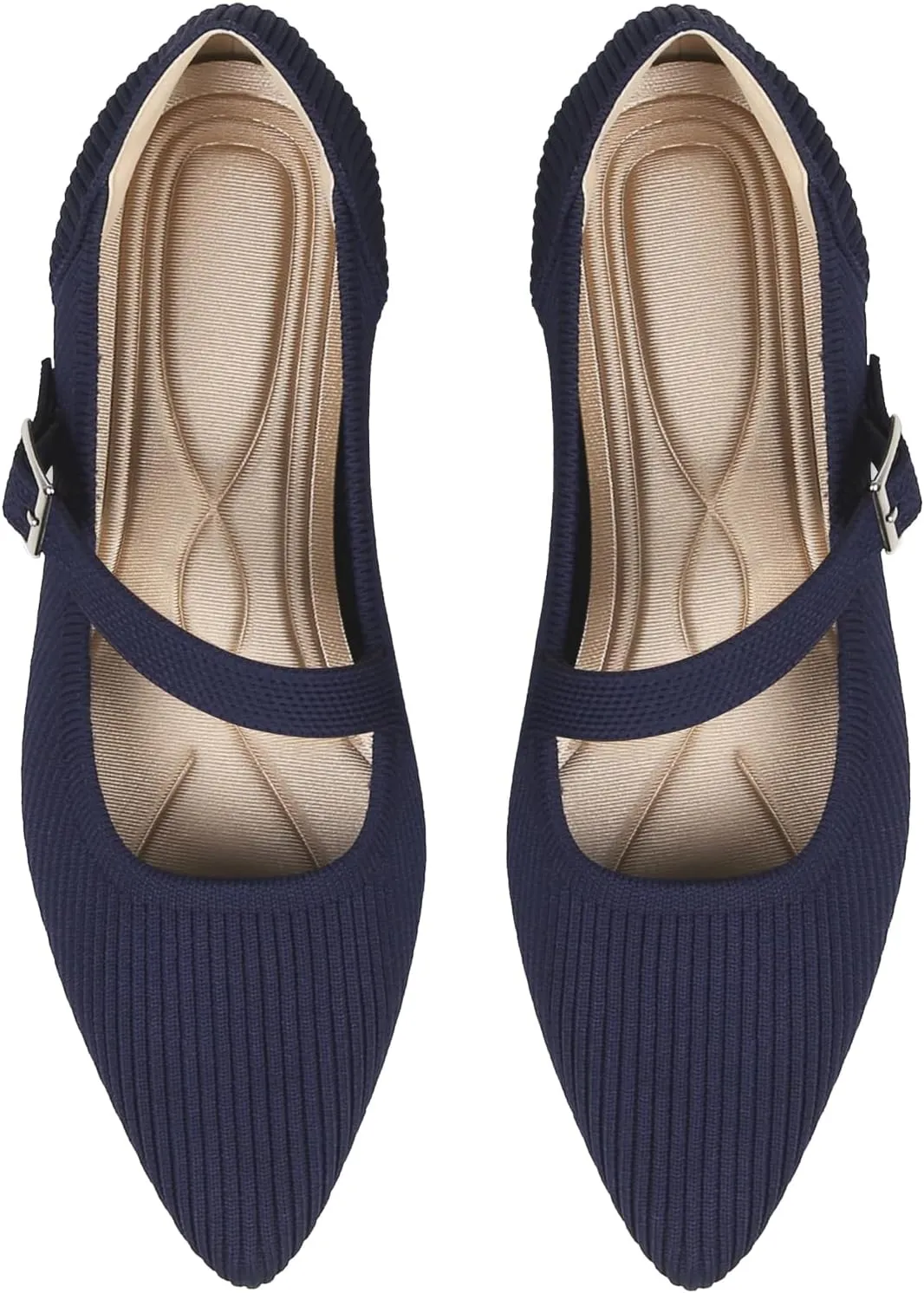 Mary Jane Flats Shoes Women Pointed Toe Ballet Flats Dressy Flats for Women Knit Flats Comfort Breathable Lightweight Washable Flats Shoes