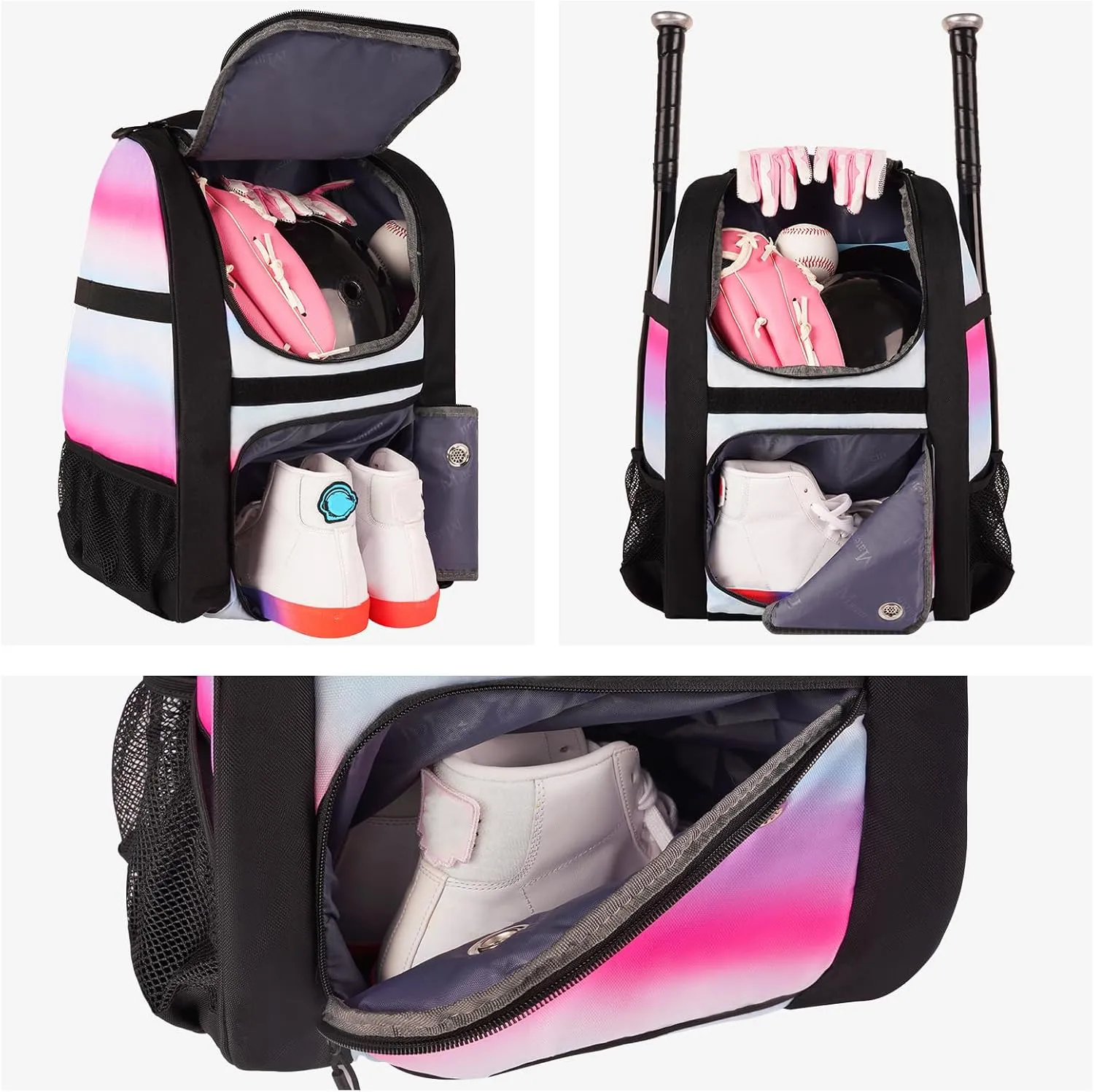 MATEIN Softball Bag, Lightweight Baseball Backpack with Shoe Compartment, Baseball Bag with Fence Hook for TBall Bat & Equipment, Softball Gifts Catchers Backpack for Women Fit Batting Glove, Helmet