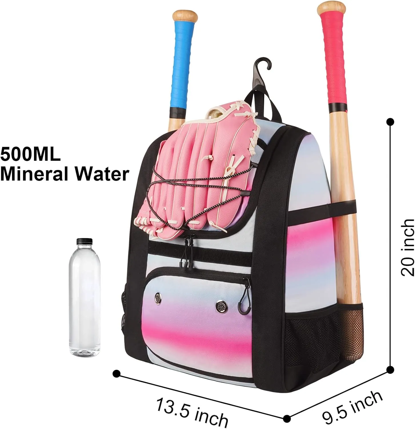 MATEIN Softball Bag, Lightweight Baseball Backpack with Shoe Compartment, Baseball Bag with Fence Hook for TBall Bat & Equipment, Softball Gifts Catchers Backpack for Women Fit Batting Glove, Helmet