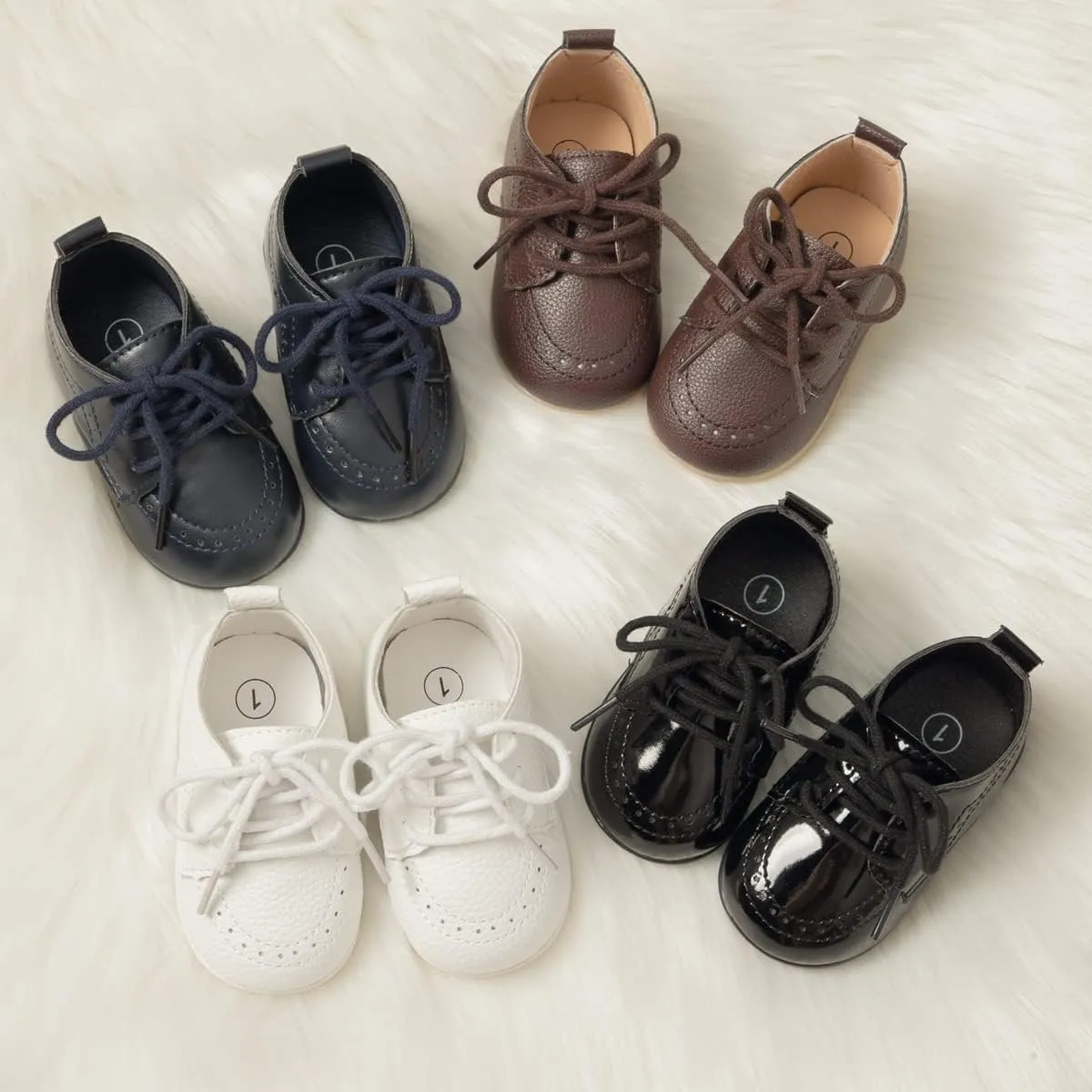 Meckior Infant Baby Boys Girls Classic PU Leather Wedding Loafers Brogue Toddler Oxford Dress Shoes First Steps Walking Flat Lazy Crib Shoe