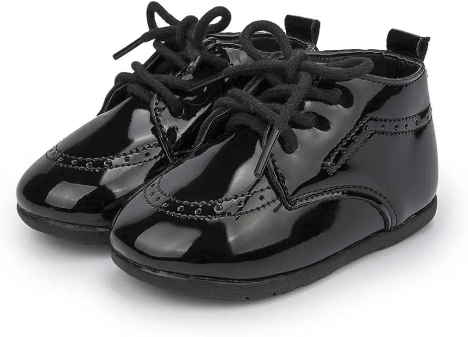 Meckior Infant Baby Boys Girls Classic PU Leather Wedding Loafers Brogue Toddler Oxford Dress Shoes First Steps Walking Flat Lazy Crib Shoe