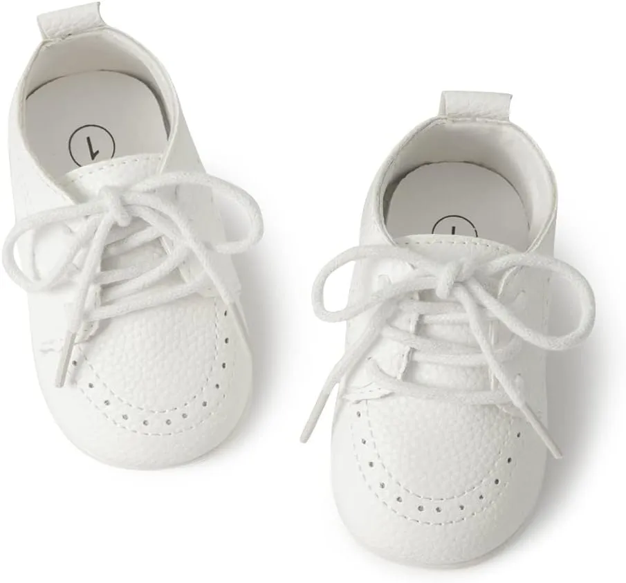Meckior Infant Baby Boys Girls Classic PU Leather Wedding Loafers Brogue Toddler Oxford Dress Shoes First Steps Walking Flat Lazy Crib Shoe
