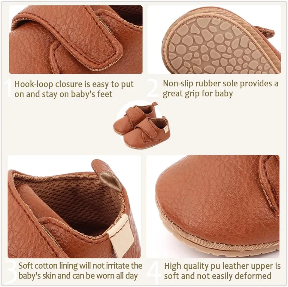 Meckior Infant Baby Boys Girls Classic PU Leather Wedding Loafers Brogue Toddler Oxford Dress Shoes First Steps Walking Flat Lazy Crib Shoe