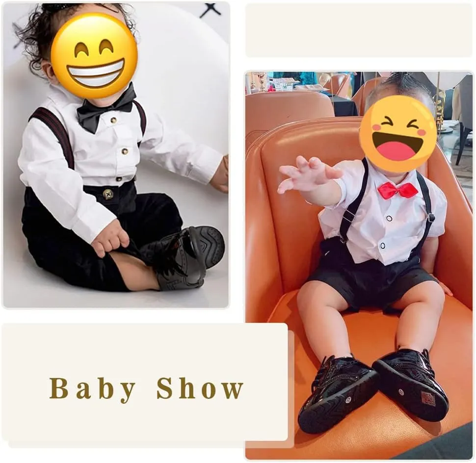 Meckior Infant Baby Boys Girls Classic PU Leather Wedding Loafers Brogue Toddler Oxford Dress Shoes First Steps Walking Flat Lazy Crib Shoe
