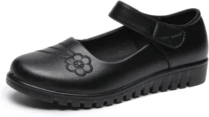 MEMON Women's Mary Jane Flats,Comfort Casual Slip On Loafers,Black Round Toe Low Heel Walking Shoes