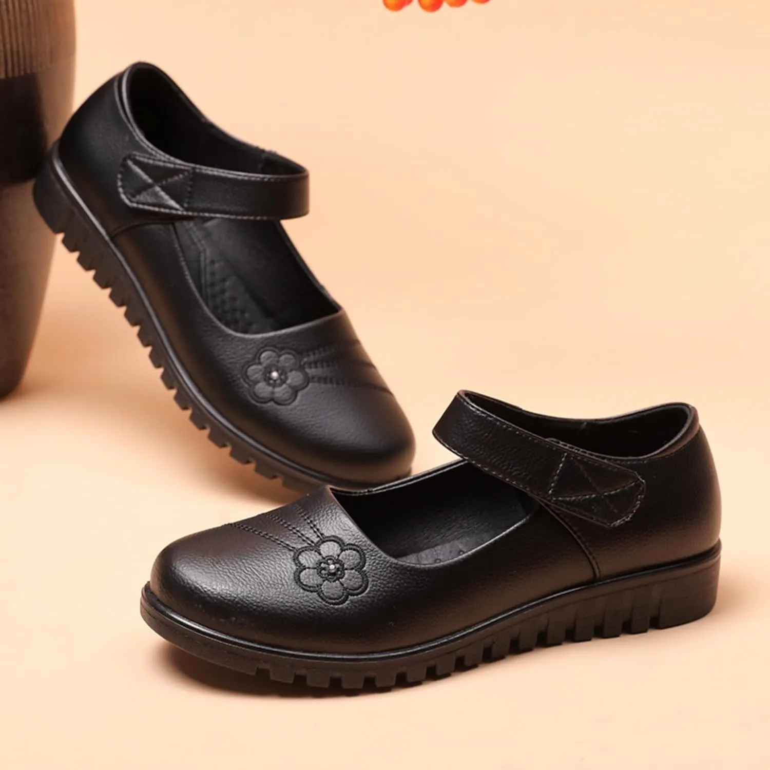 MEMON Women's Mary Jane Flats,Comfort Casual Slip On Loafers,Black Round Toe Low Heel Walking Shoes