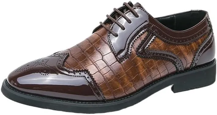 Men Dress Oxford Formal Shoes Fashion Lace Up Uniform Round Toe Spanish Leather Heel Non Slip Anti-Slip Low Top Rubber Sole Uniform