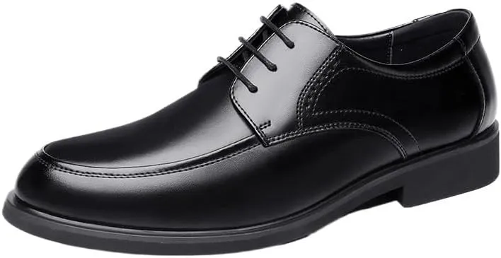 Men Dress Oxford Shoes Vintage Lace Up Prom Round Toe Vegan Leather Party Wedding Slip Resistant Block Heel Anti-Slip Rubber Sole Classic