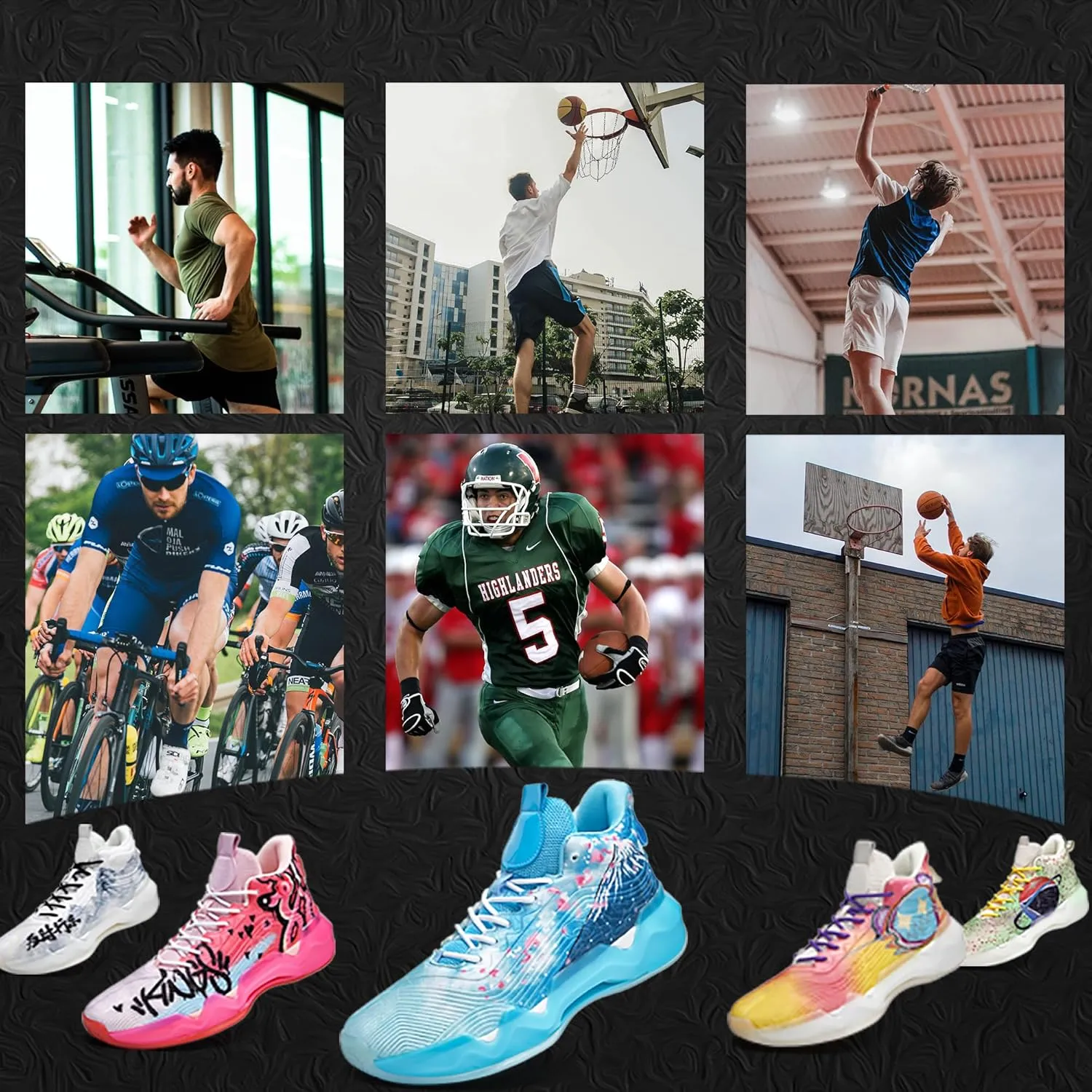 Men Graffiti Basketball Shoes High-Top Sports Shoes Anti-Slip Rubber Soles Indoor Outdoor Sports Running Training Streetwear