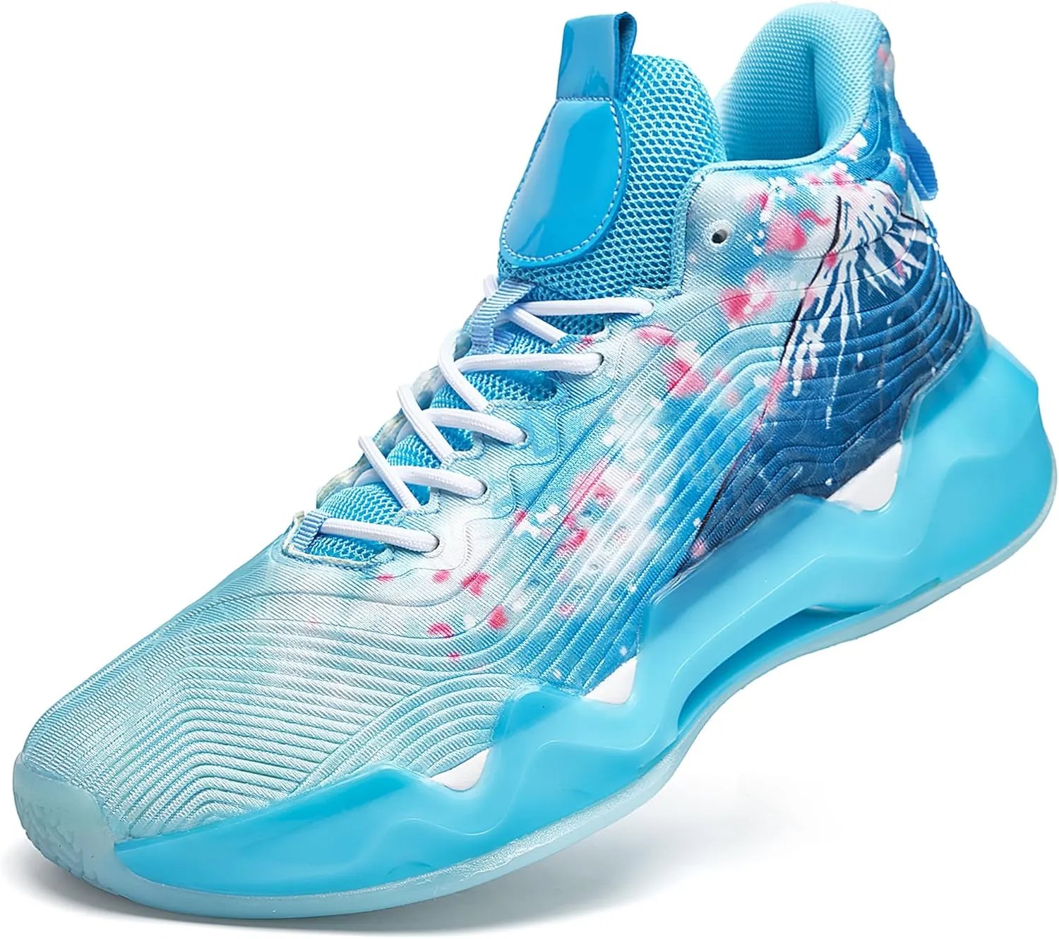 Men Graffiti Basketball Shoes High-Top Sports Shoes Anti-Slip Rubber Soles Indoor Outdoor Sports Running Training Streetwear