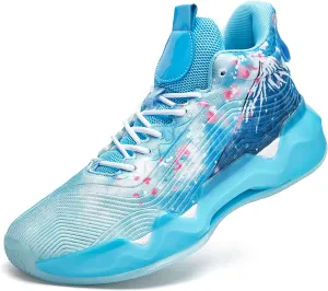 Men Graffiti Basketball Shoes High-Top Sports Shoes Anti-Slip Rubber Soles Indoor Outdoor Sports Running Training Streetwear