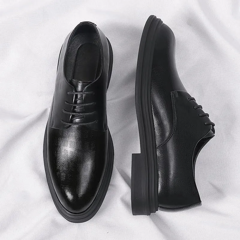 Men Oxfords Men's Fashion Classic Pointed Toe Lace Up Low Top Leather Dress Shoes Brogue Tuxedo Shoes
