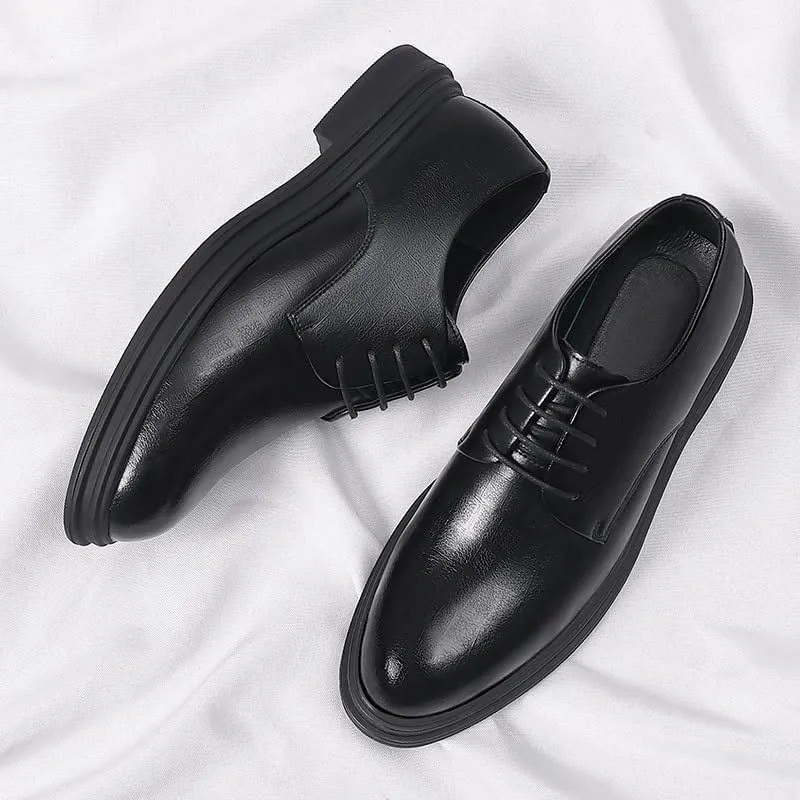 Men Oxfords Men's Fashion Classic Pointed Toe Lace Up Low Top Leather Dress Shoes Brogue Tuxedo Shoes