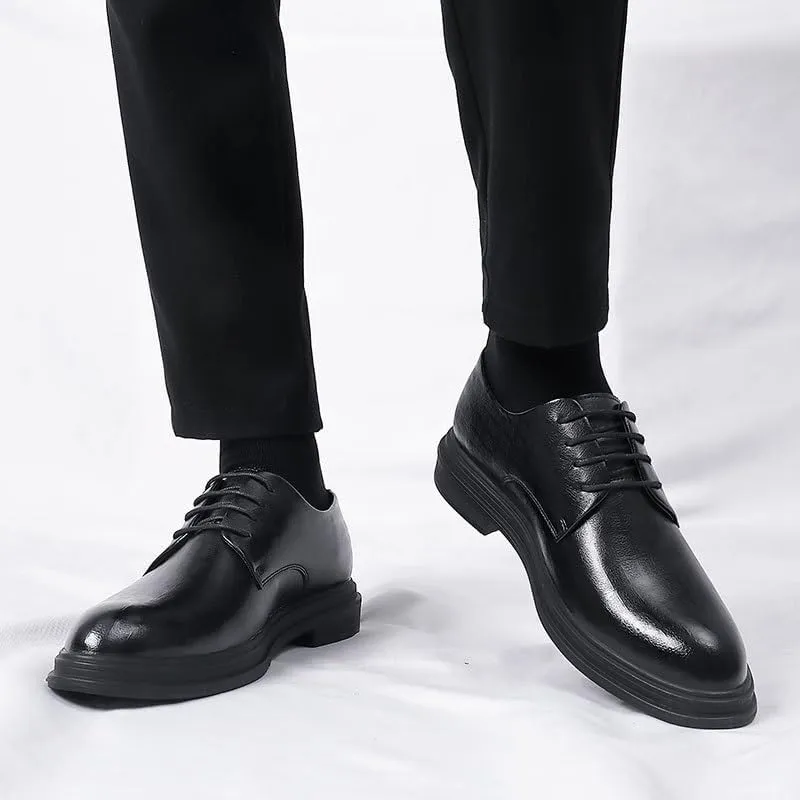 Men Oxfords Men's Fashion Classic Pointed Toe Lace Up Low Top Leather Dress Shoes Brogue Tuxedo Shoes