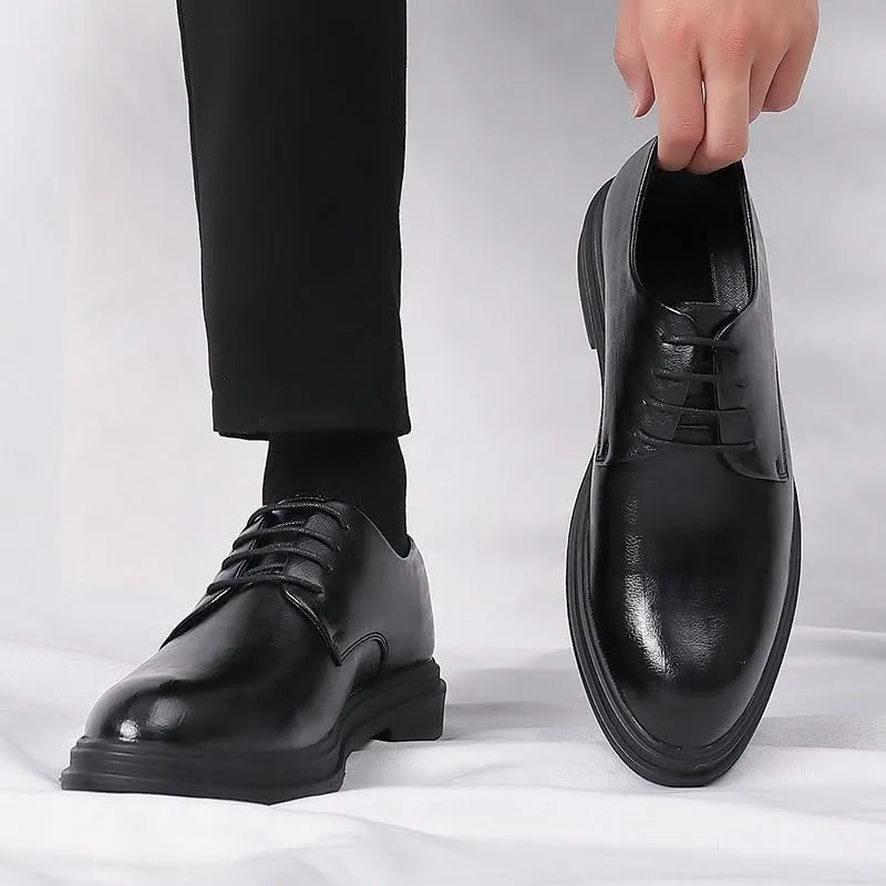 Men Oxfords Men's Fashion Classic Pointed Toe Lace Up Low Top Leather Dress Shoes Brogue Tuxedo Shoes