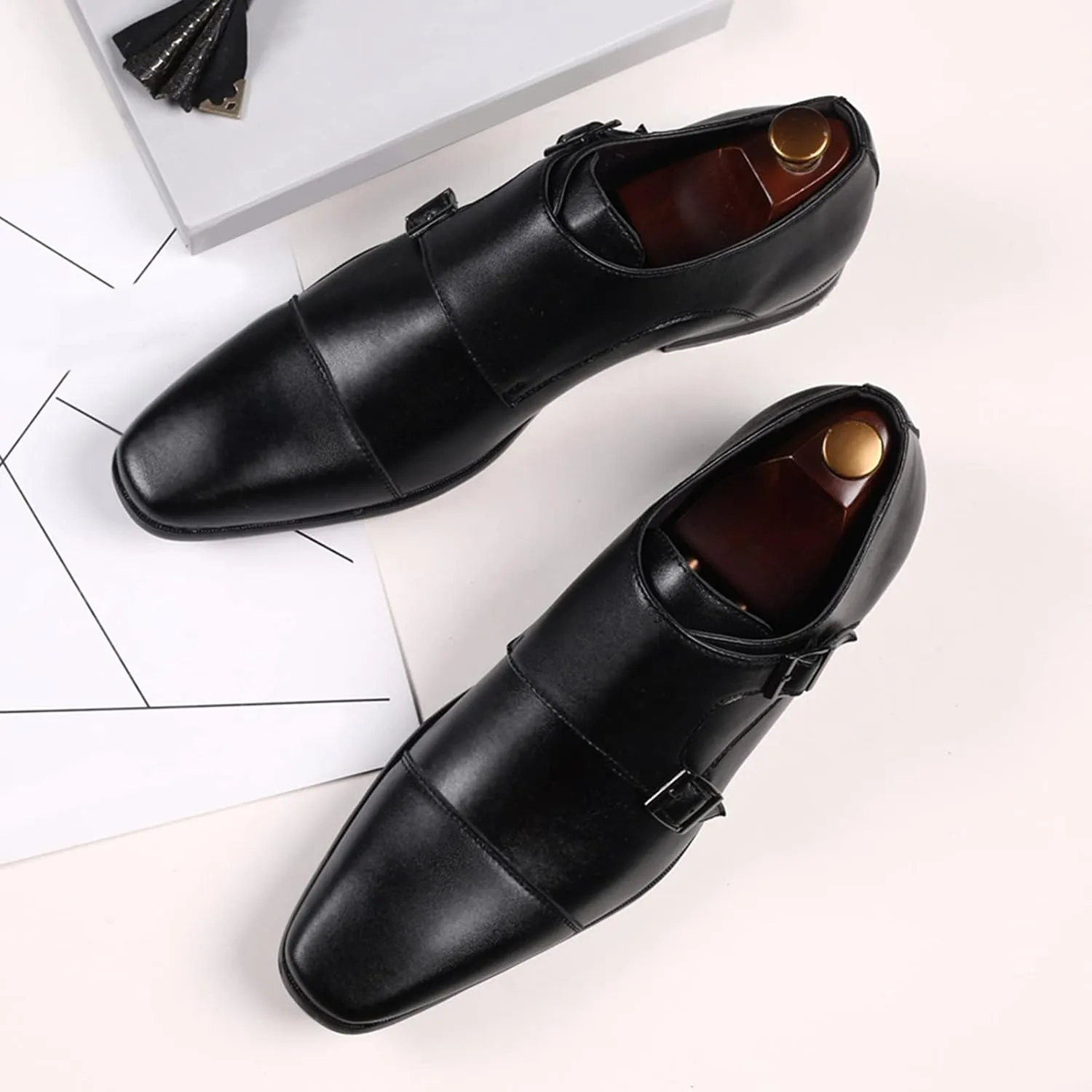 Men Wide Formal Loafers Shoes Mens Shoes Business Leather Shoes Fashion Retro Solid Mens Casual Oxford Shoes Black