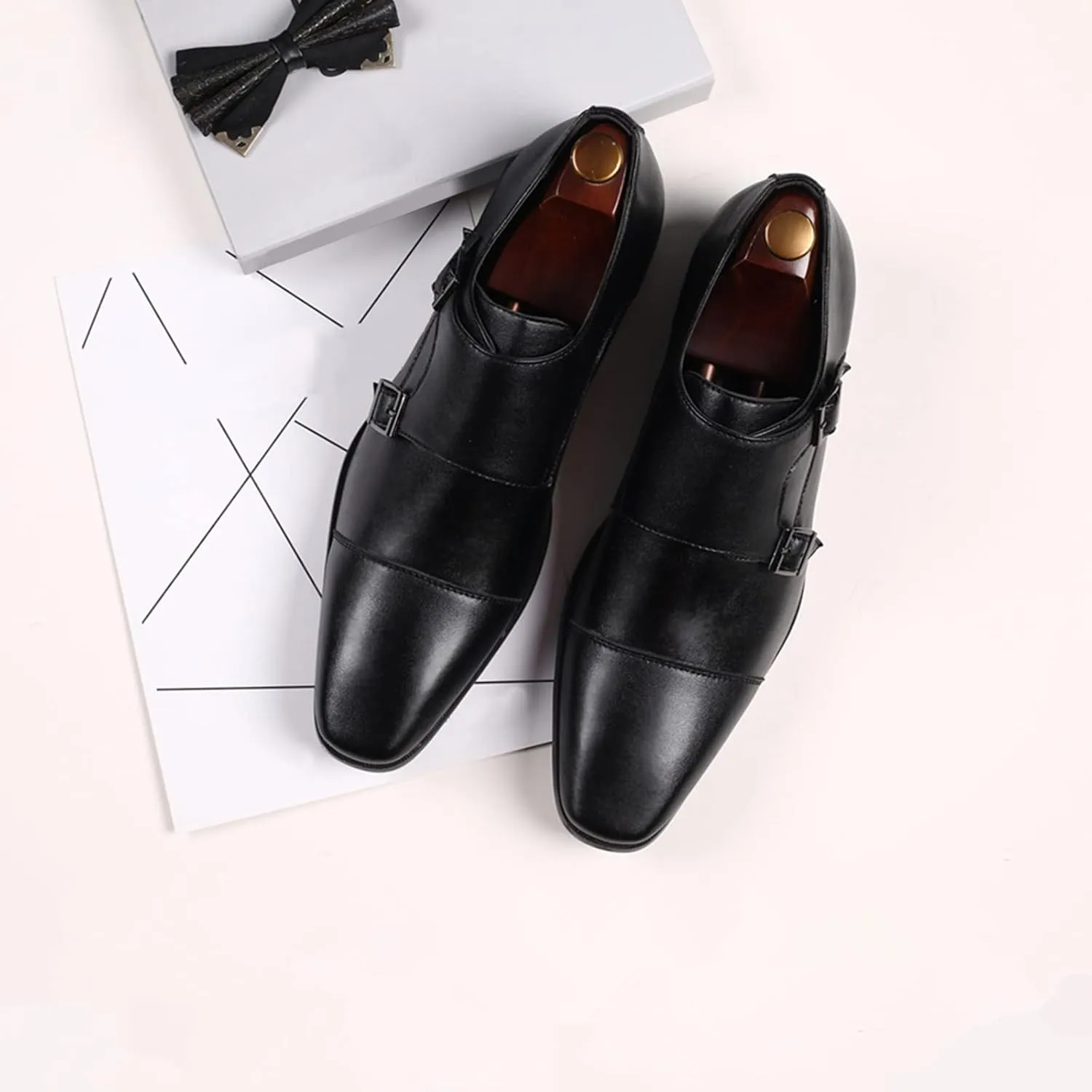 Men Wide Formal Loafers Shoes Mens Shoes Business Leather Shoes Fashion Retro Solid Mens Casual Oxford Shoes Black