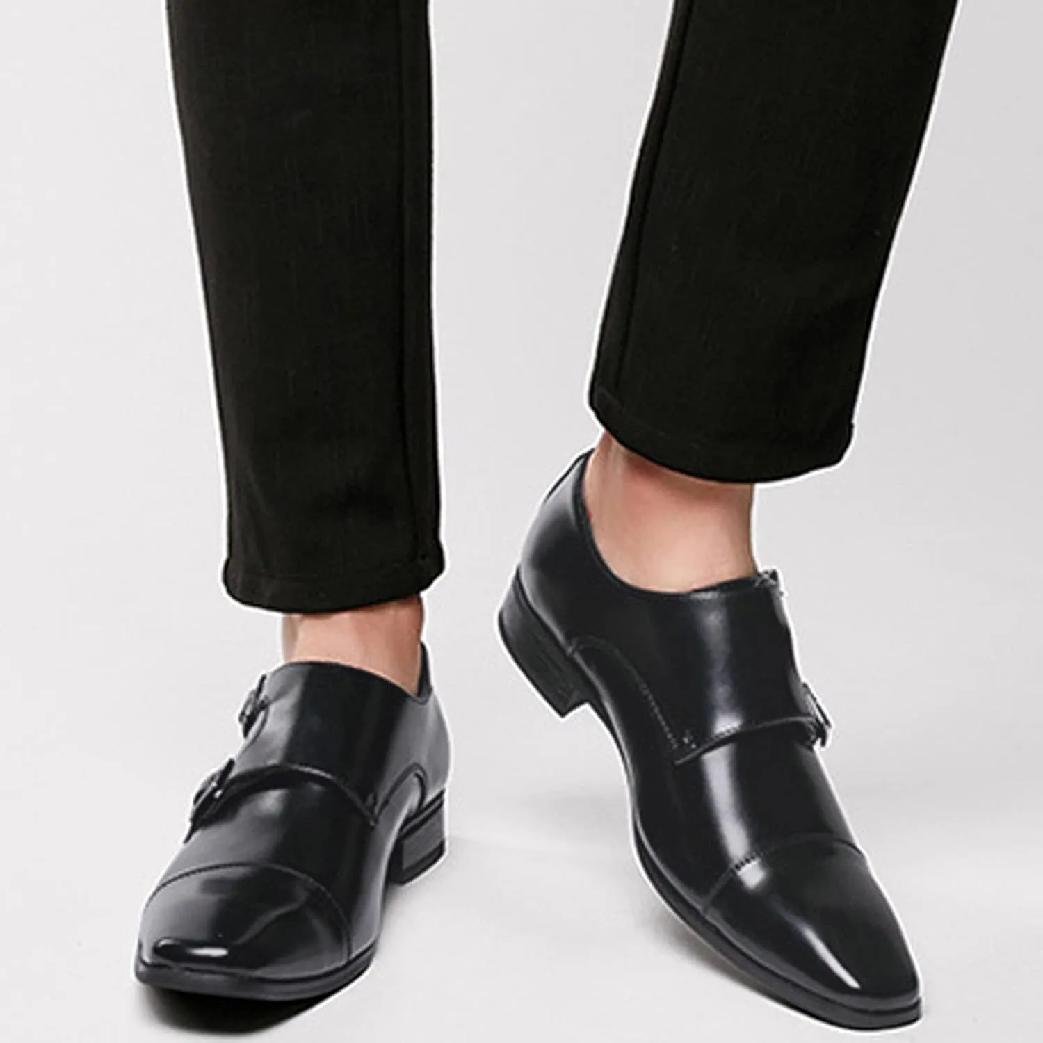 Men Wide Formal Loafers Shoes Mens Shoes Business Leather Shoes Fashion Retro Solid Mens Casual Oxford Shoes Black