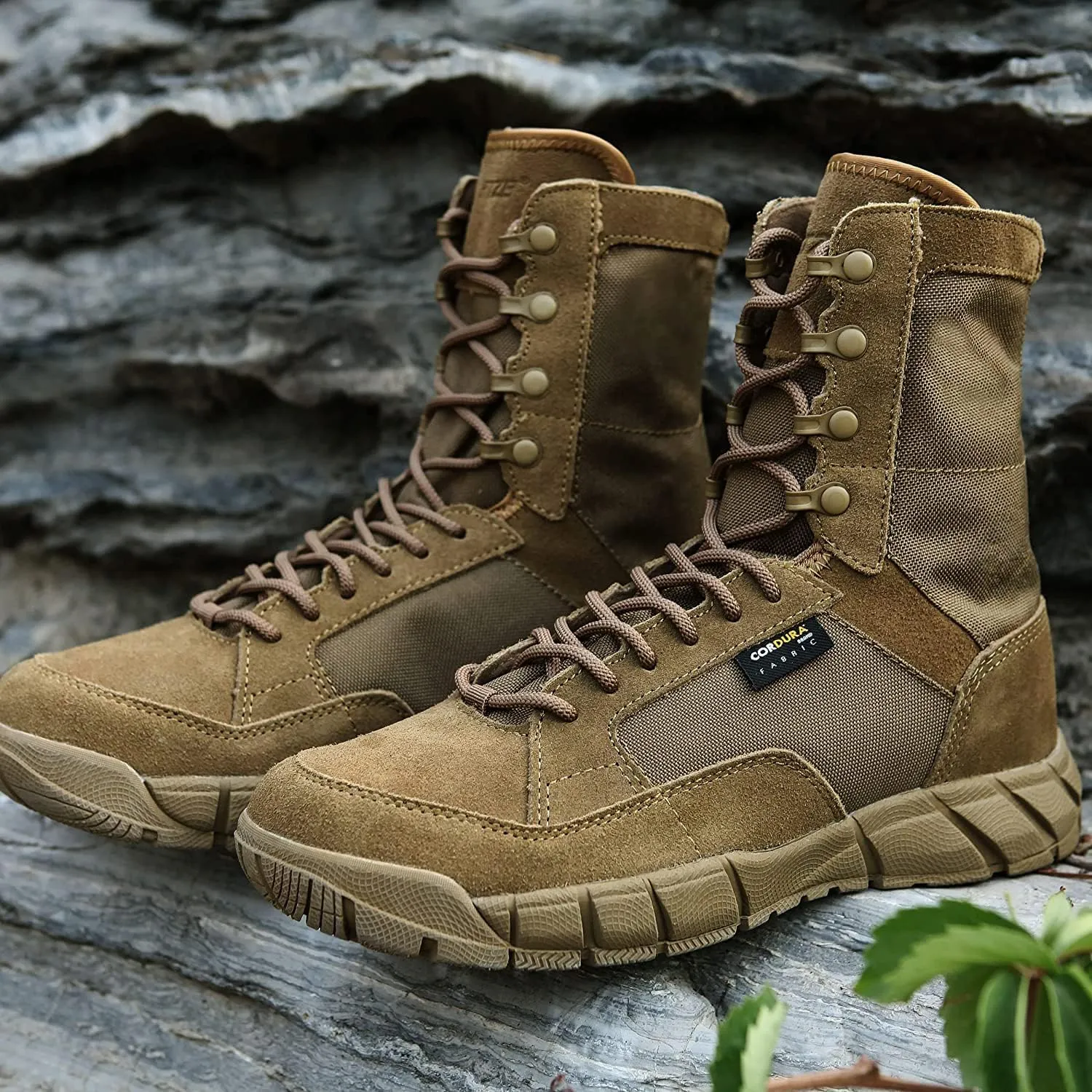 Men's 8 inch Tactical Boots Outdoor Casual Lightweight Coyote Military Boots for Hiking Work Combat