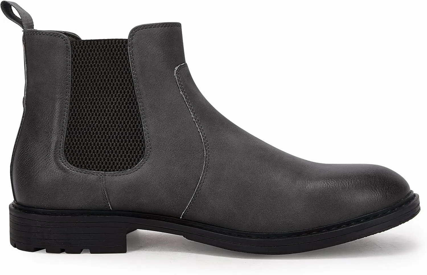 Men's Ankle Boots Chelsea Round Toe Slip on Waterproof Faux Leather Classic Dress Booties for Men