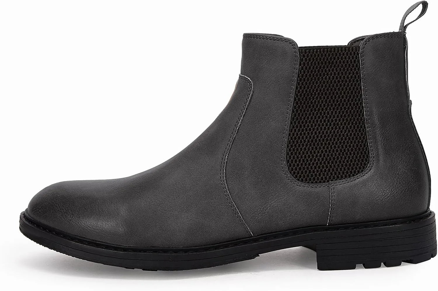 Men's Ankle Boots Chelsea Round Toe Slip on Waterproof Faux Leather Classic Dress Booties for Men