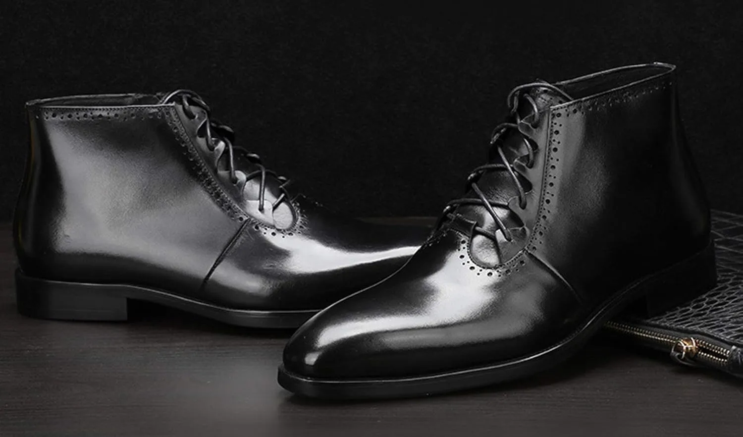 Mens Boot Lace Up Zipper Classical Oxford Leather Wing Tip Ankle Dress Boots Black Brown