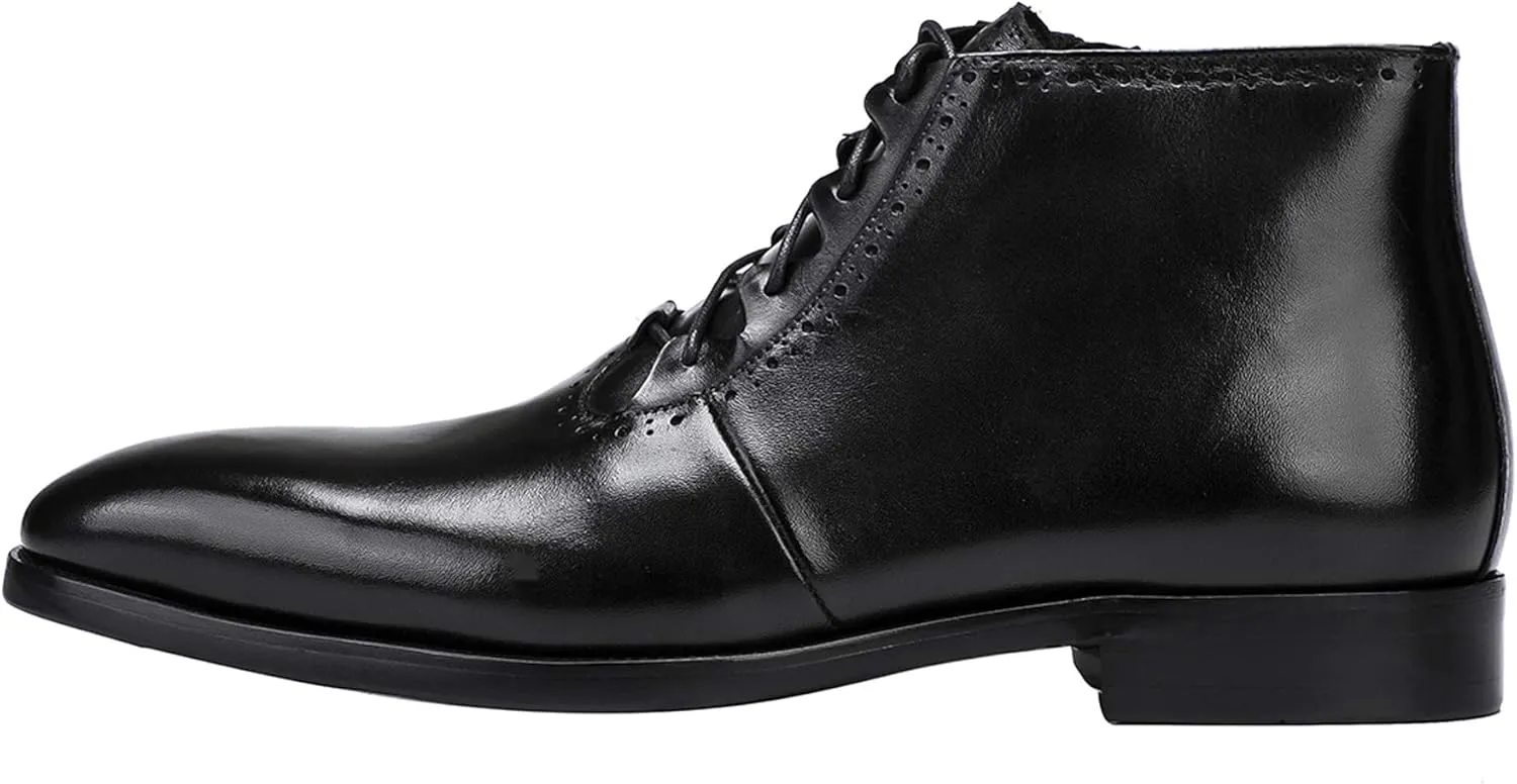 Mens Boot Lace Up Zipper Classical Oxford Leather Wing Tip Ankle Dress Boots Black Brown