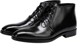 Mens Boot Lace Up Zipper Classical Oxford Leather Wing Tip Ankle Dress Boots Black Brown