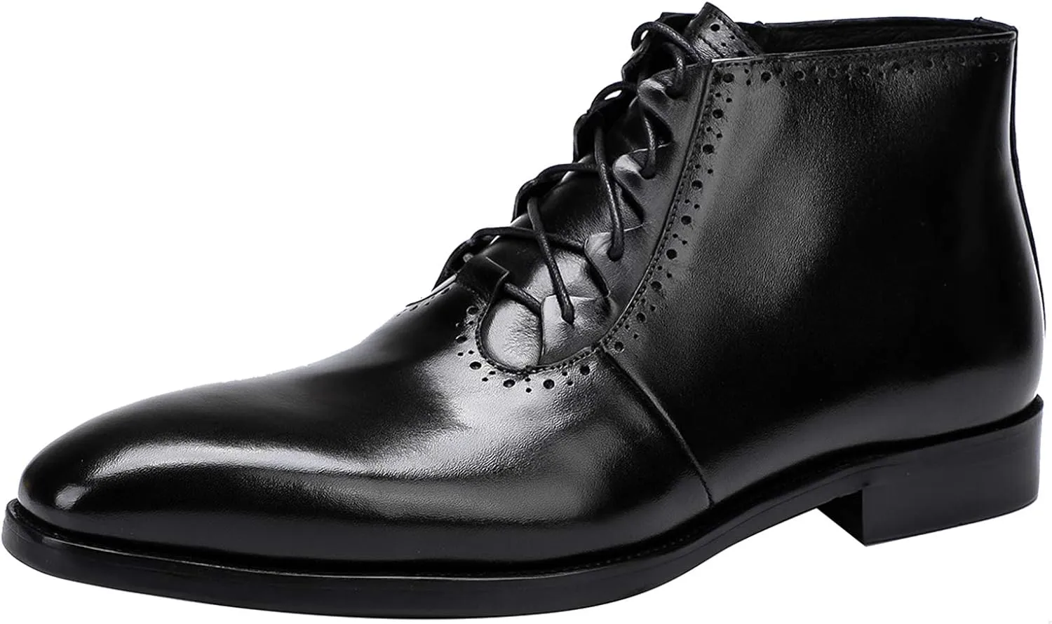 Mens Boot Lace Up Zipper Classical Oxford Leather Wing Tip Ankle Dress Boots Black Brown