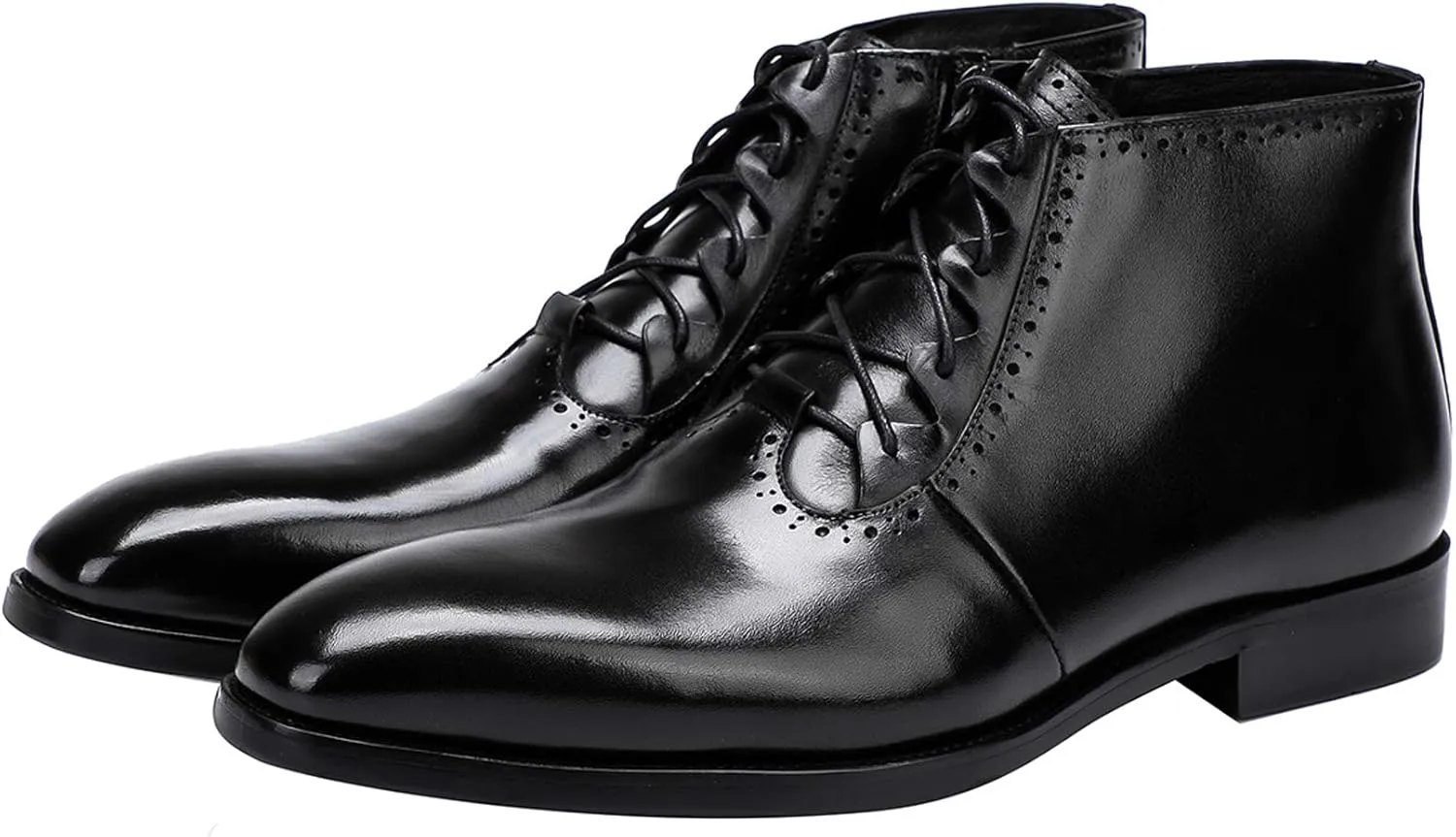 Mens Boot Lace Up Zipper Classical Oxford Leather Wing Tip Ankle Dress Boots Black Brown