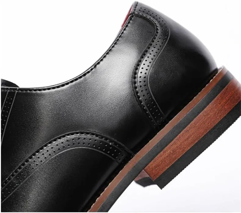 Men's British Retro Brogue Business Formal Shoes Pointed Toe Lace-up Comfortable Fashion Embossing Suits Casual Shoes Slip Resistant Rubber Soft Sole Oxford Shoes for Men(D,10)